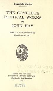 Cover of: The complete poetical works by John Hay