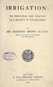 Cover of: Irrigation by Brown, Robert Hanbury Sir