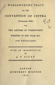 Cover of: Tract on the Convention of Cintra, published 1809, with two letters of Wordswoth written in the year 1811 by William Wordsworth