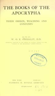 Cover of: The books of the Apocrypha by Oesterley, W. O. E.