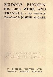 Cover of: Rudolf Eucken: his life, work, and travels