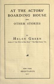 Cover of: At the actors' boarding house and other stories by Helen Green, Helen Green