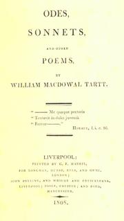 Cover of: Odes, sonnets, and other poems. by William Macdowal Tartt