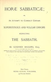 Cover of: Horae sabbaticae by Godfrey Higgins