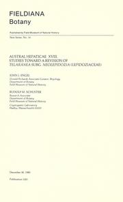 Cover of: Austral Hepaticae XVIII: studies toward a revision of Telaranea subg. Neolepidozia (Lepidoziaceae)
