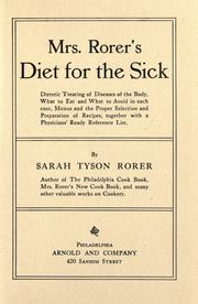 Cover of: Mrs. Rorer's diet for the sick by Sarah Tyson Heston Rorer