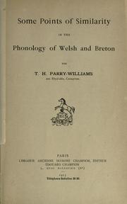 Some points of similarity in the phonology of Welsh and Breton
