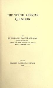 The South African question by Olive Schreiner