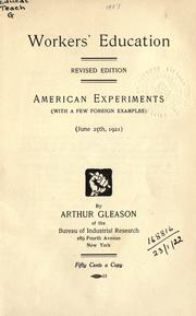 Cover of: Workers' education, American experiments by Arthur Gleason