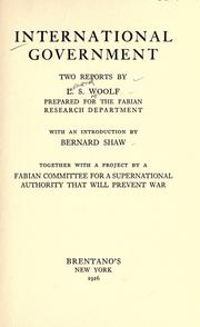 Cover of: International government by Leonard Woolf, Leonard Woolf