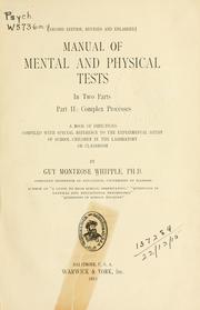 Cover of: Manual of mental and physical tests