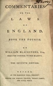 Cover of: Commentaries on the laws of England. by Sir William Blackstone