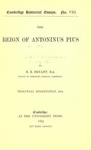 Cover of: The reign of Antoninus Pius by Ernest Edward Bryant