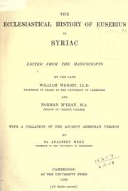 Cover of: The  ecclesiastical history of Eusebius in Syriac by Eusebius of Caesarea