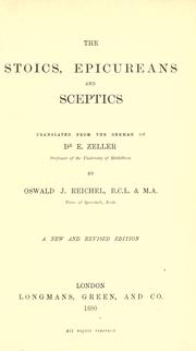 Cover of: The Stoics, Epicureans and Sceptics by Eduard Zeller