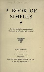 Cover of: A book of simples by Henry William Lewer, Henry William Lewer