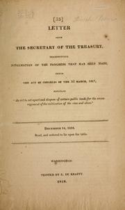 Letter from the Secretary of the Treasury by United States. Dept. of the Treasury.