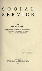 Cover of: Social service by Post, Louis Freeland, Post, Louis Freeland