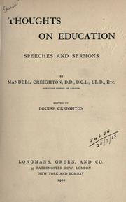 Cover of: Thoughts on education by Mandell Creighton, Mandell Creighton