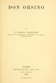 Cover of: Don Orsino by Francis Marion Crawford
