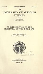 Cover of: An introduction to the mechanics of the inner ear