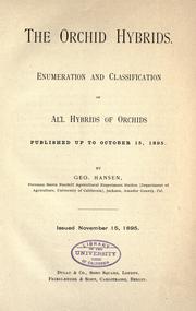 Cover of: The orchid hybrids. by George Hansen
