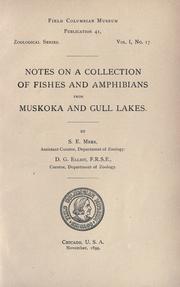 Cover of: Notes on a collection of fishes and amphibians from Muskoka and Gull lakes.
