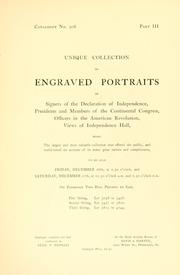 Cover of: Hampton L. Carson collection of engraved portraits of signers of the Declaration of Independence, presidents and members of the Continental Congress, officers in the American Revolution, views of Independence Hall, being the largest and most valuable collection ever offered the public, and world-noted on account of its many great rarities and completeness to be sold.