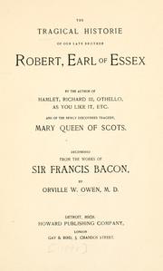 Cover of: The tragical historie of our late brother Robert, earl of Essex