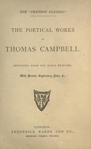 Cover of: The poetical works of Thomas Campbell by Thomas Campbell, Thomas Campbell