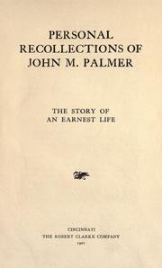 Cover of: Personal recollections of John M. Palmer by John McAuley Palmer