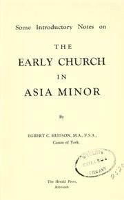 Cover of: The early church in Asia Minor. by Egbert C. Hudson