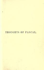 Cover of: Thoughts of Pascal.