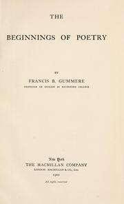 Cover of: The beginnings of poetry. by Francis Barton Gummere, Francis Barton Gummere