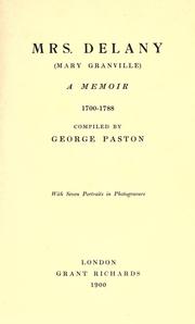 Cover of: Mrs. Delany: (Mary Granville) a memoir, 1700-1788