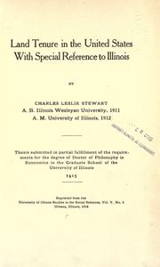 Cover of: Land tenure in the United States: with special reference to Illinois