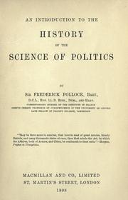 Cover of: An introduction to the history of the science of politics. by Sir Frederick Pollock