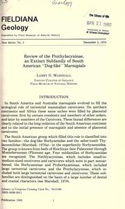 Cover of: Review of the Prothylacyninae by Larry G. Marshall