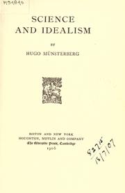 Cover of: Science and idealism. by Hugo Münsterberg