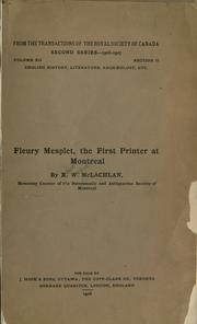 Cover of: Fleury Mesplet, the first printer at Montreal. by R. W. McLachlan
