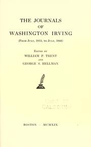 Cover of: The journals of Washington Irving: (hitherto unpublished)