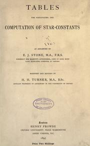 Cover of: Tables for facilitating the computation of star-constants