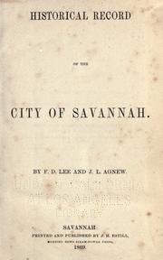 Cover of: Historical record of the city of Savannah