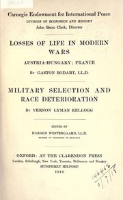 Losses of life in modern wars by Gaston Bodart, Harald Ludvig Westergaard, Vernon L. Kellogg