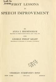 Cover of: First lessons in speech improvement by Anna I. Birmingham