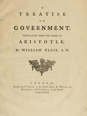 Cover of: A treatise on government by translated from the Greek of Aristotle. By William Ellis.