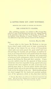 Cover of: letter from Gov. John Winthrop, respecting the payment of expenses for obtaining the Connecticut charter