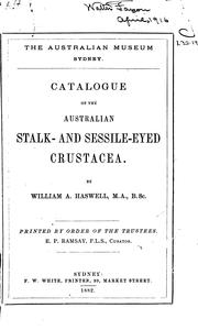 Catalogue of the Australian stalk- and sessile-eyed Crustacea by William A. Haswell