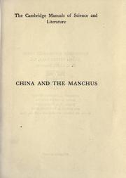 Cover of: China and the Manchus. by Herbert Allen Giles, Herbert Allen Giles