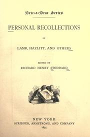 Cover of: Personal recollections of Lamb, Hazlitt, and others.